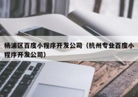楊浦區(qū)百度小程序開(kāi)發(fā)公司（杭州專業(yè)百度小程序開(kāi)發(fā)公司）