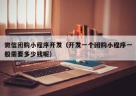 微信團(tuán)購小程序開發(fā)（開發(fā)一個(gè)團(tuán)購小程序一般需要多少錢呢）