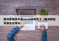 泰州小程序開發(fā)ovcm華網(wǎng)天下（泰州網(wǎng)站快速優(yōu)化排名）