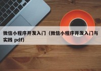 微信小程序開發(fā)入門（微信小程序開發(fā)入門與實踐 pdf）