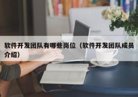 軟件開發(fā)團(tuán)隊有哪些崗位（軟件開發(fā)團(tuán)隊成員介紹）